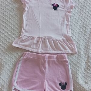 Minnie Mouse pink coordinated shorts and top Disney set Girls 5